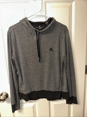 adidas Heather Grey Hoodie with Black Accents